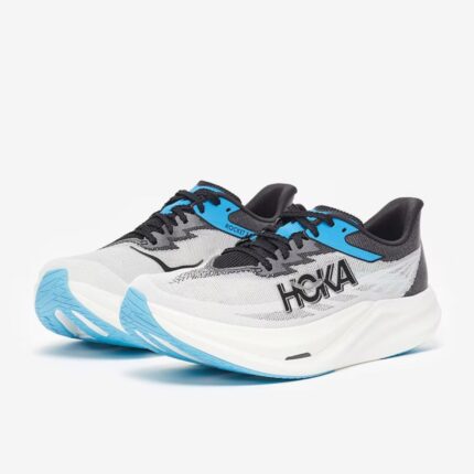 hoka rocket x 3 white black blue