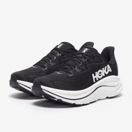 hoka clifton 10 wide black white