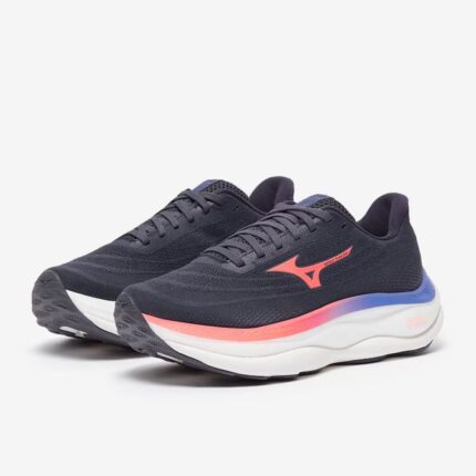 mizuno womens wave sky 9 odyssey grey striking coral